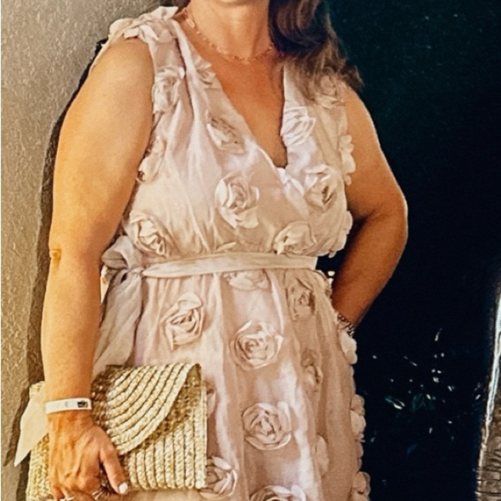 Elegant Mauve Floral Dress M